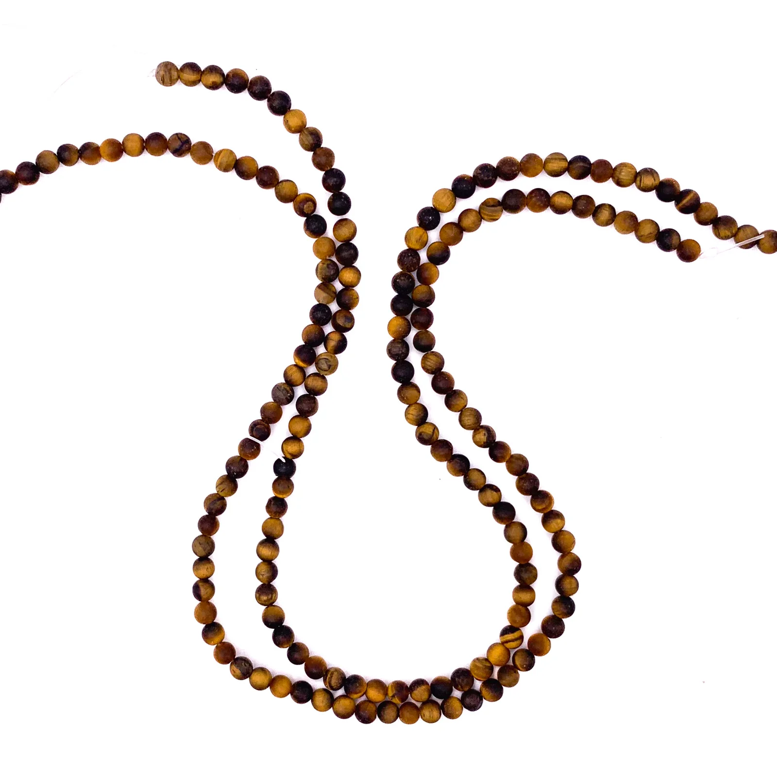 Tiger's Eye Matte 4.5mm Smooth Rounds Bead Strand - Image 3