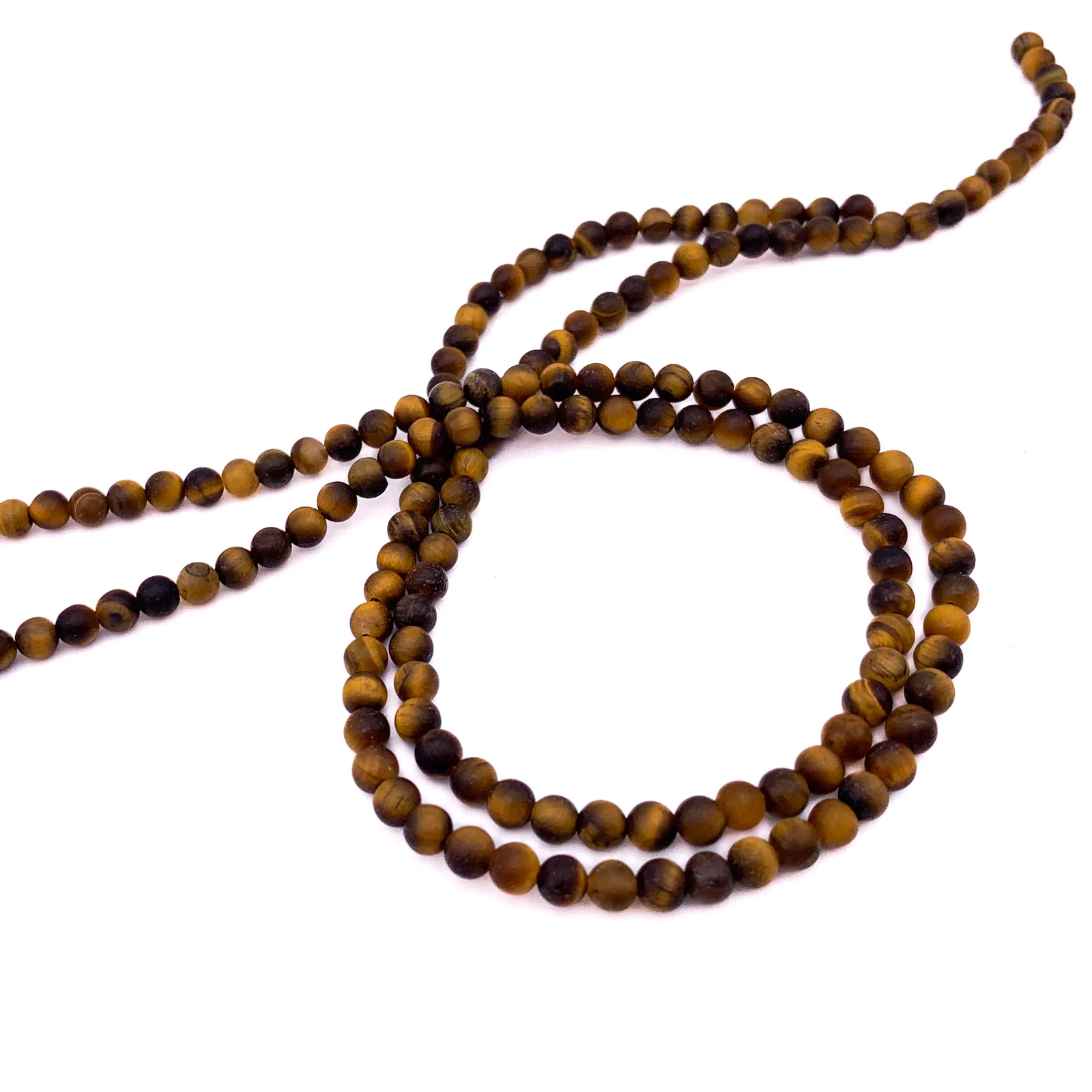 Tiger's Eye Matte 4.5mm Smooth Rounds Bead Strand - Image 4