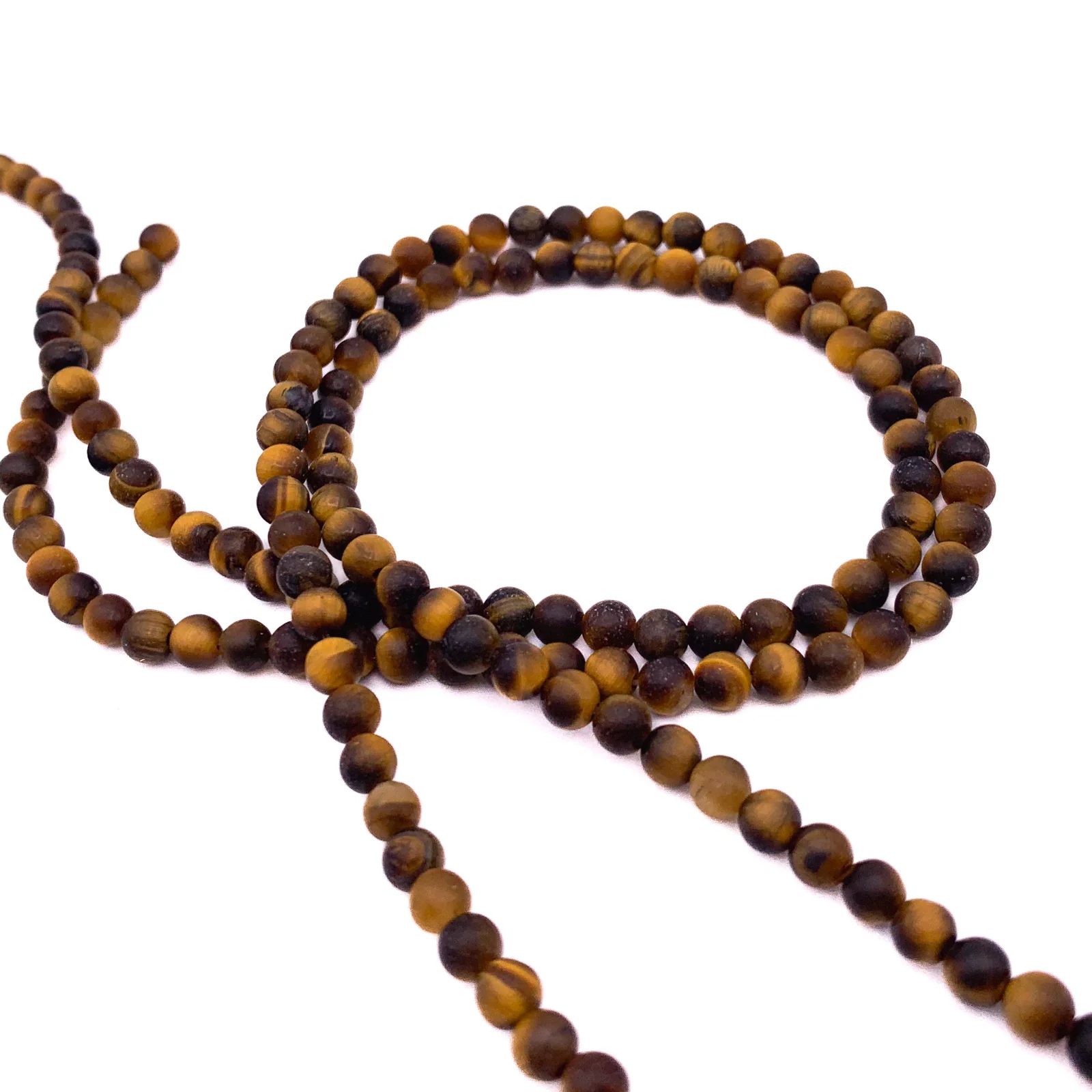 Tiger's Eye Matte 4.5mm Smooth Rounds Bead Strand - Image 5