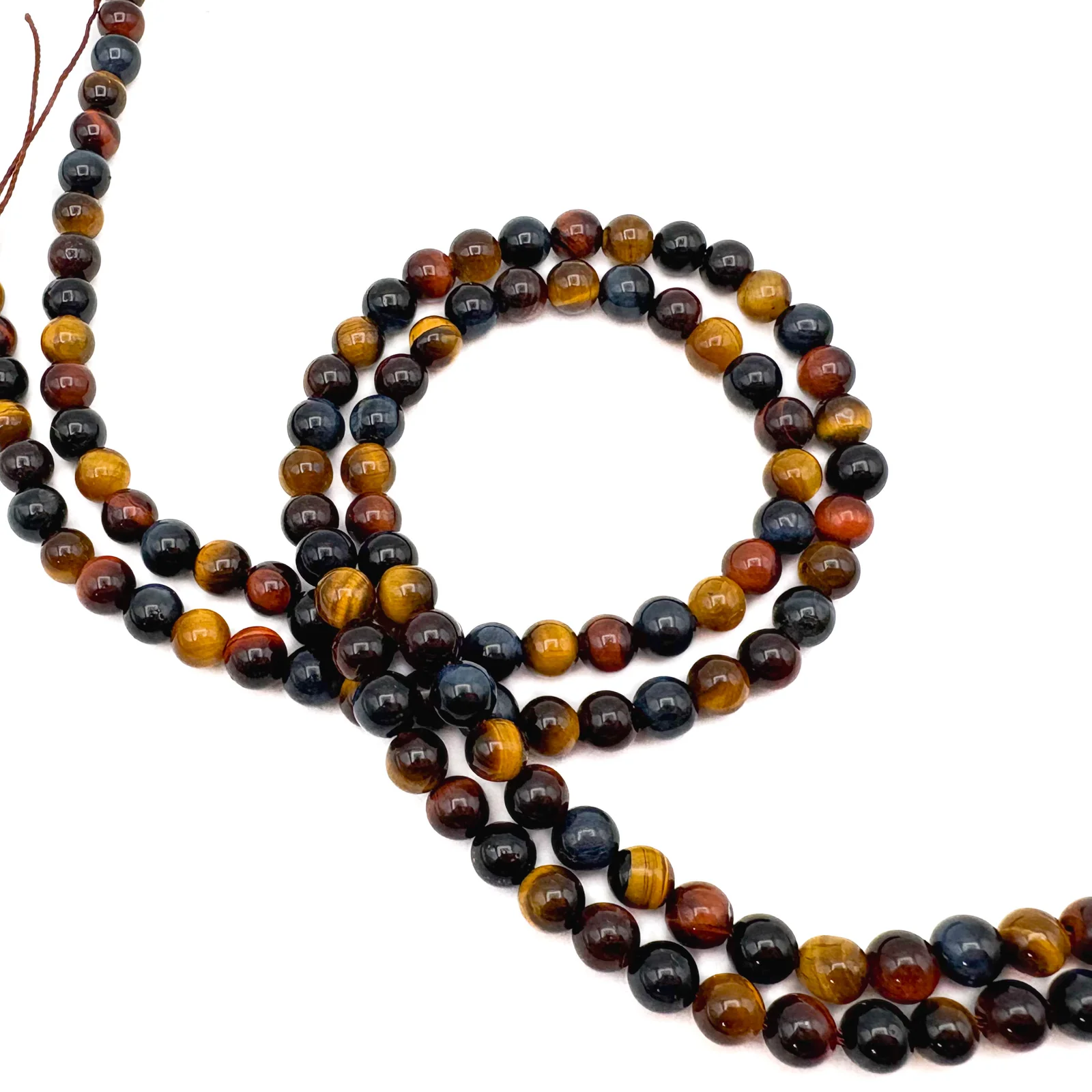 Tiger's Eye Multi 6.5mm Smooth Rounds Bead Strand - Image 3