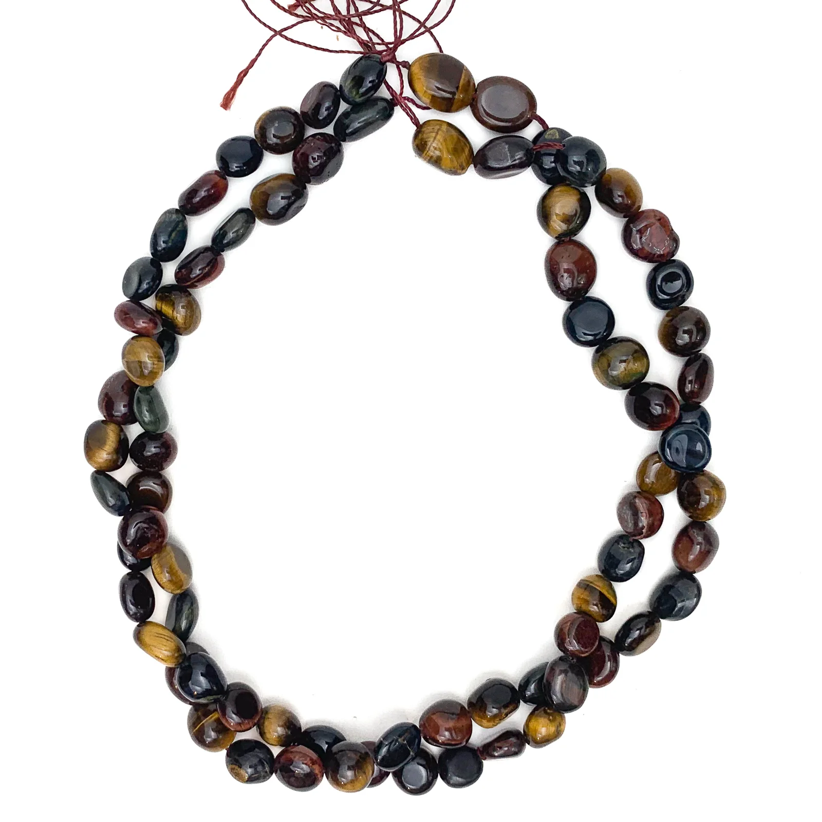 Tiger's Eye Multi Medium Smooth Pebbles Bead Strand - Image 6