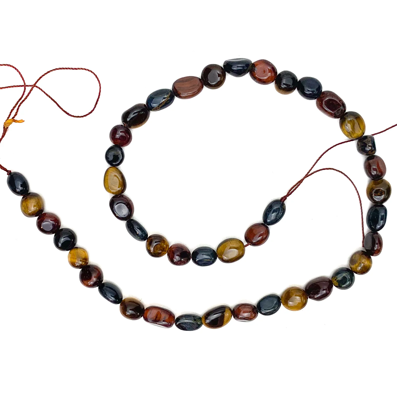 Tiger's Eye Multi Small Smooth Pebbles Bead Strand - Image 2