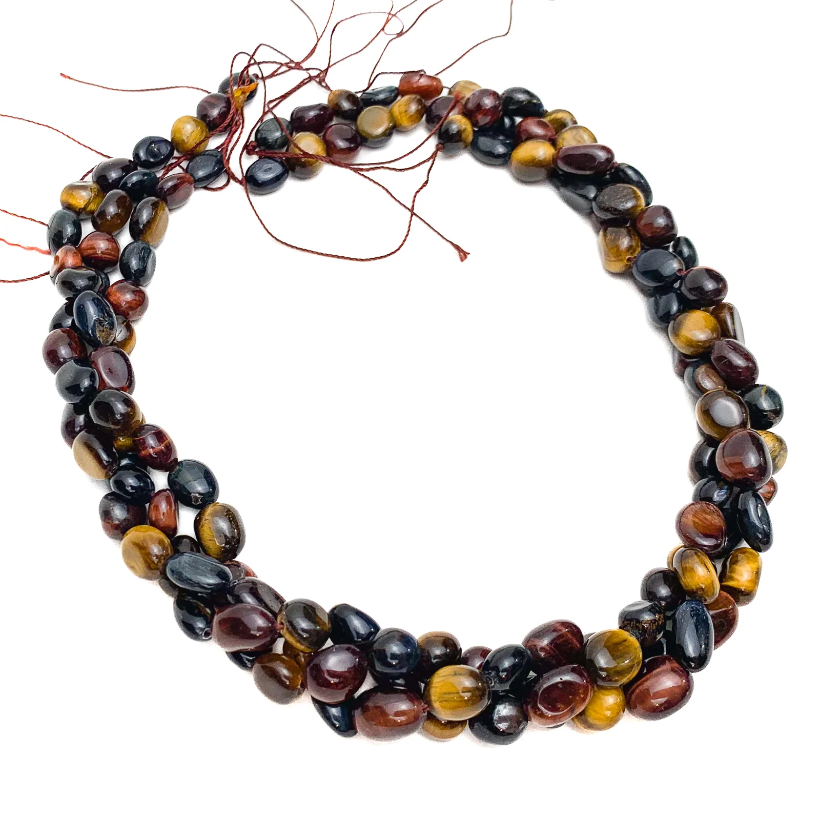 Tiger's Eye Multi Small Smooth Pebbles Bead Strand - Image 3
