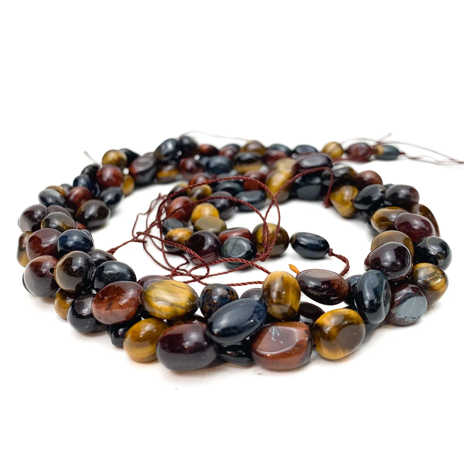 Tiger's Eye Multi Small Smooth Pebbles Bead Strand - Image 4