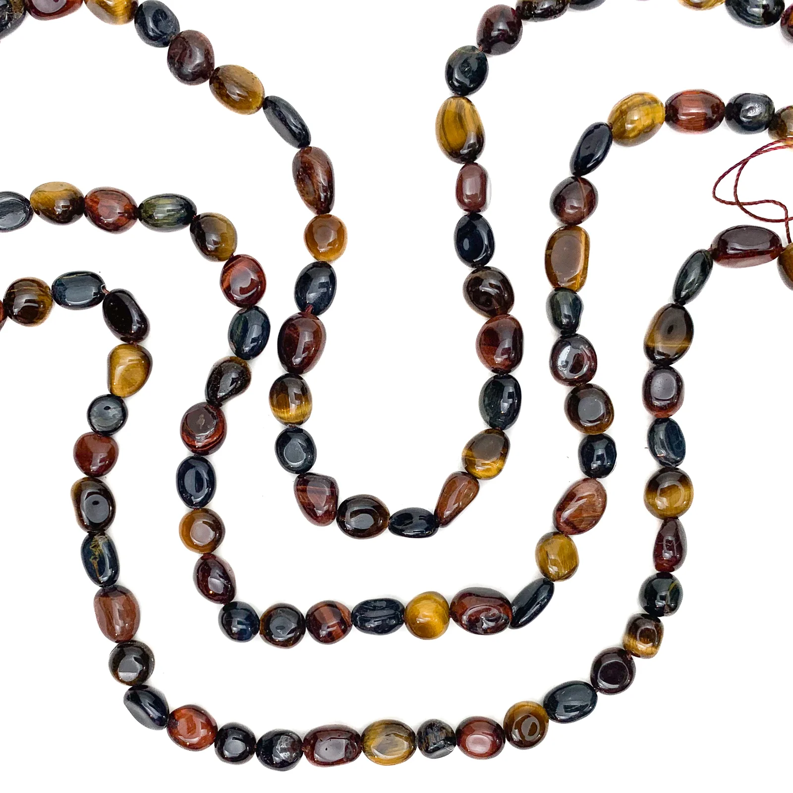 Tiger's Eye Multi Small Smooth Pebbles Bead Strand - Image 5
