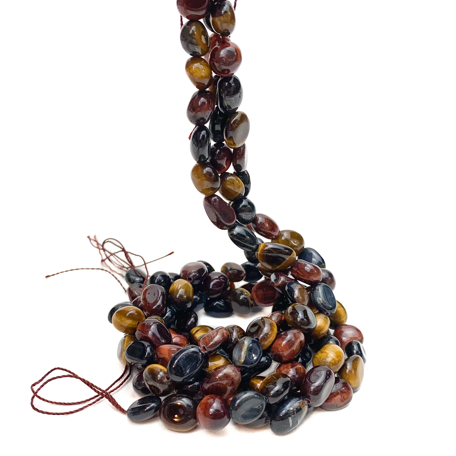Tiger's Eye Multi Small Smooth Pebbles Bead Strand - Image 6