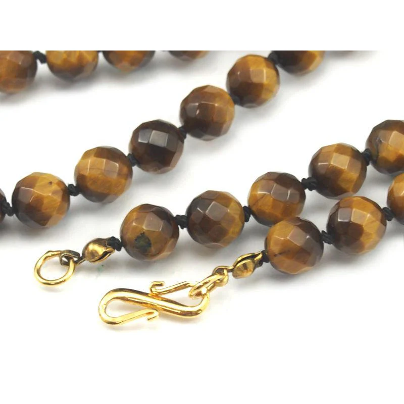 Tiger's Eye Necklace with Gold Plated S-Hook Clasp - Image 3