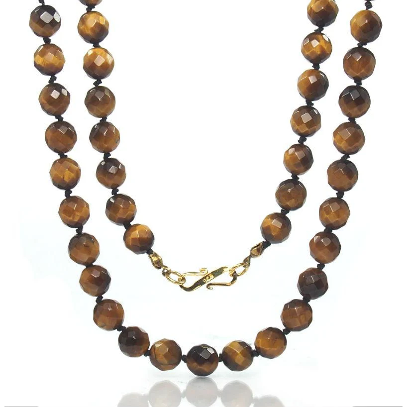 Tiger's Eye Necklace with Gold Plated S-Hook Clasp - Image 4