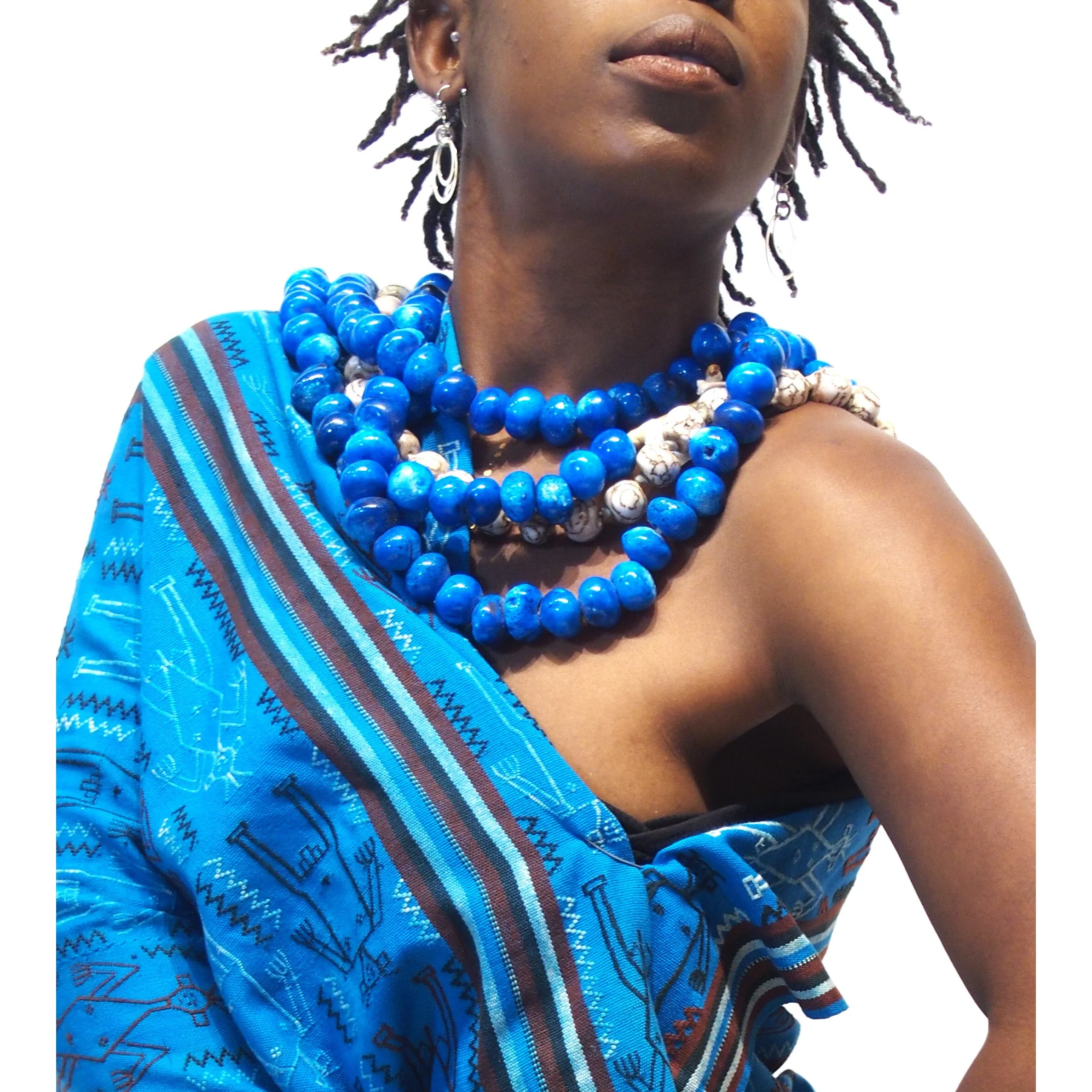 Ensemble 1: Vintage Timor Heirloom Cloth and Headdress, Naga Shell and Moroccan Faience Beads - EACH ITEM SOLD SEPARATELY - Image 3