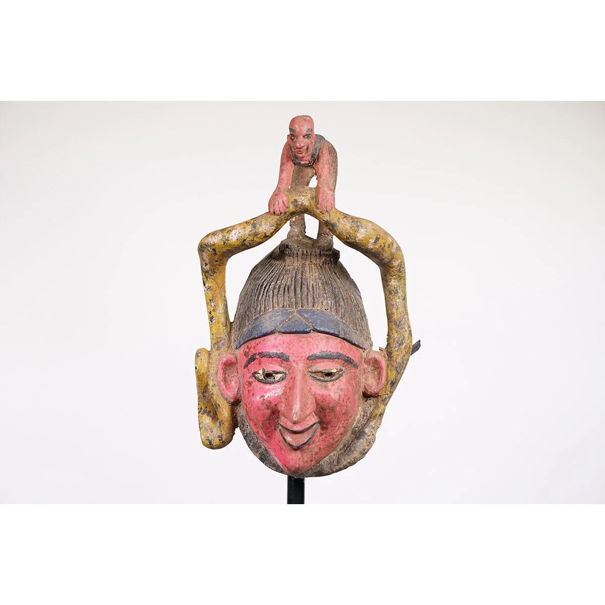Tiv Festival Mask With Man Holding Snake, Nigeria #1116 - Image 2