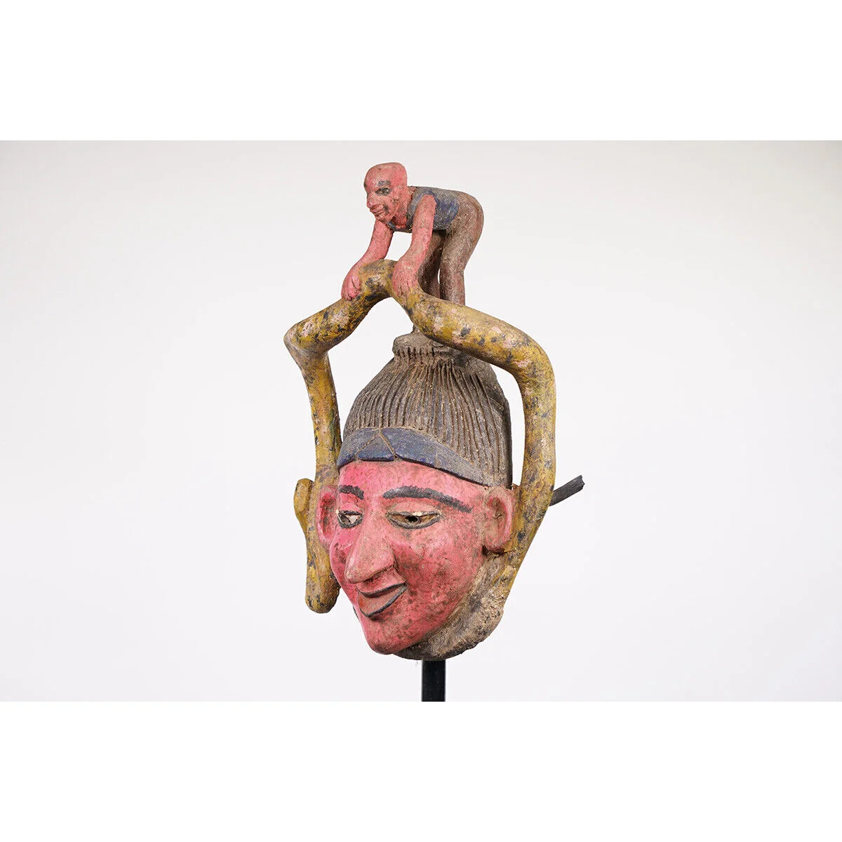 Tiv Festival Mask With Man Holding Snake, Nigeria #1116 - Image 3