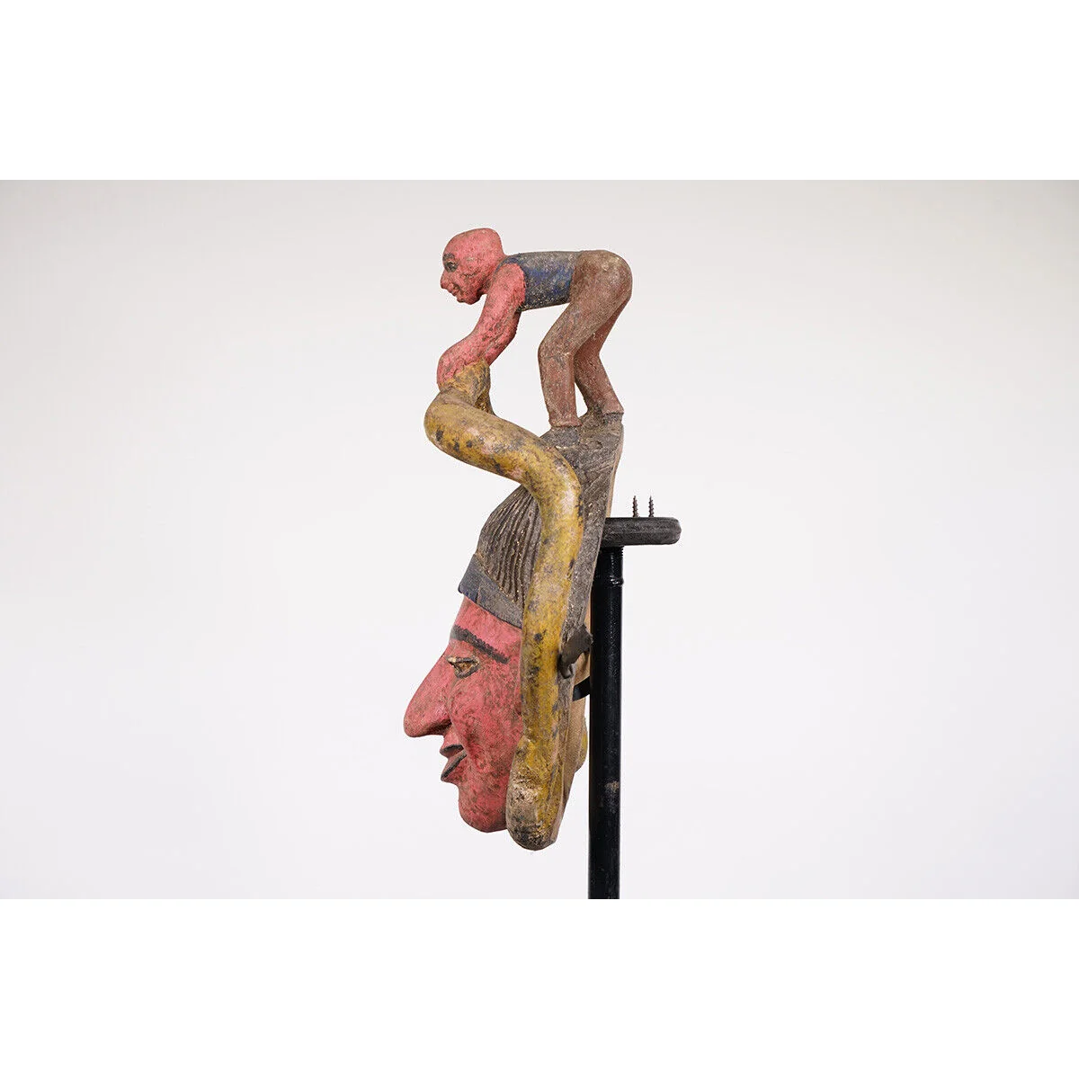 Tiv Festival Mask With Man Holding Snake, Nigeria #1116 - Image 5