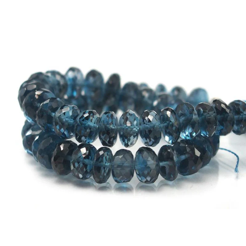 Topaz London Blue Faceted Rondelles 6-7mm Bead Strand - Image 3