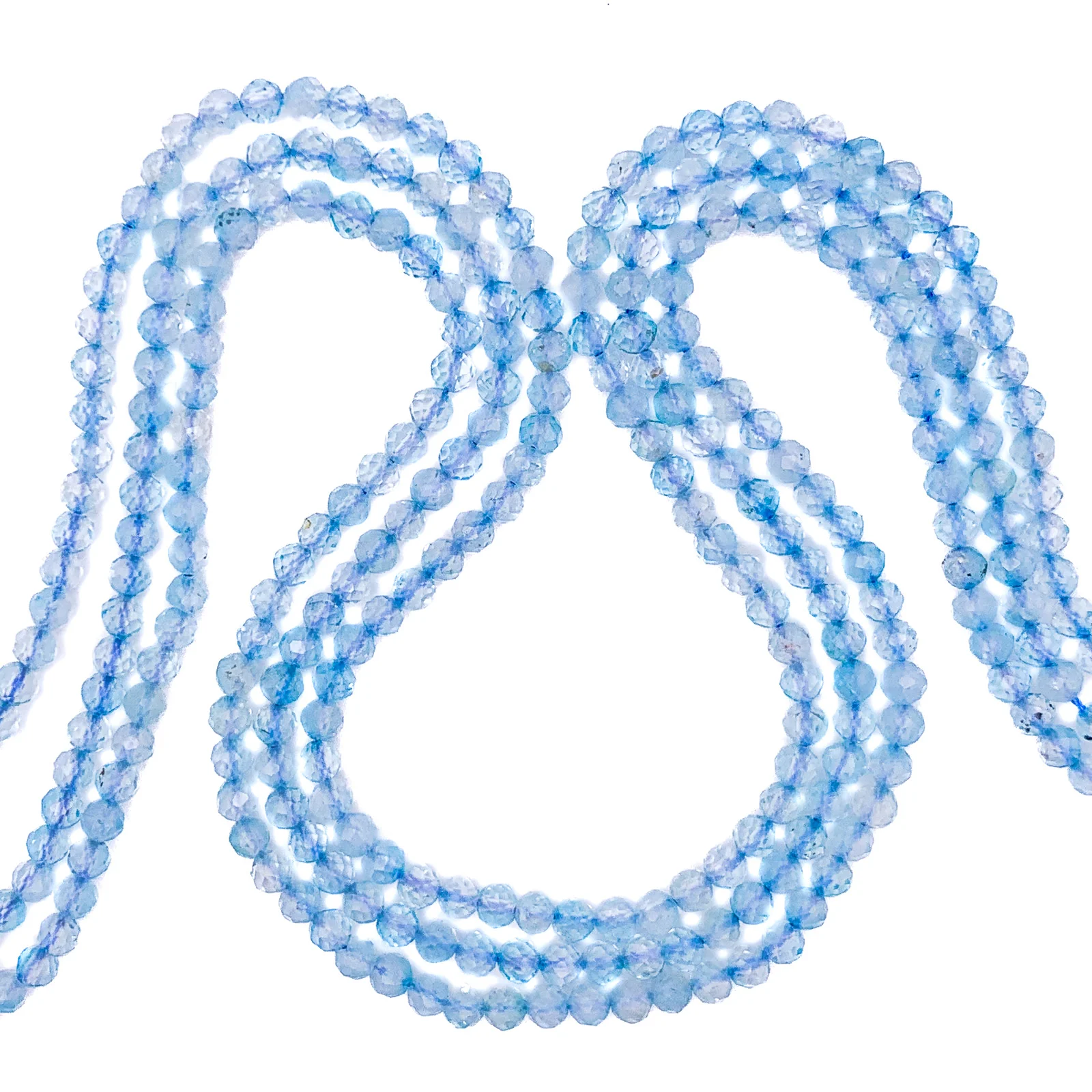 Topaz Swiss Blue 4mm Faceted Round Bead Strand - Image 3