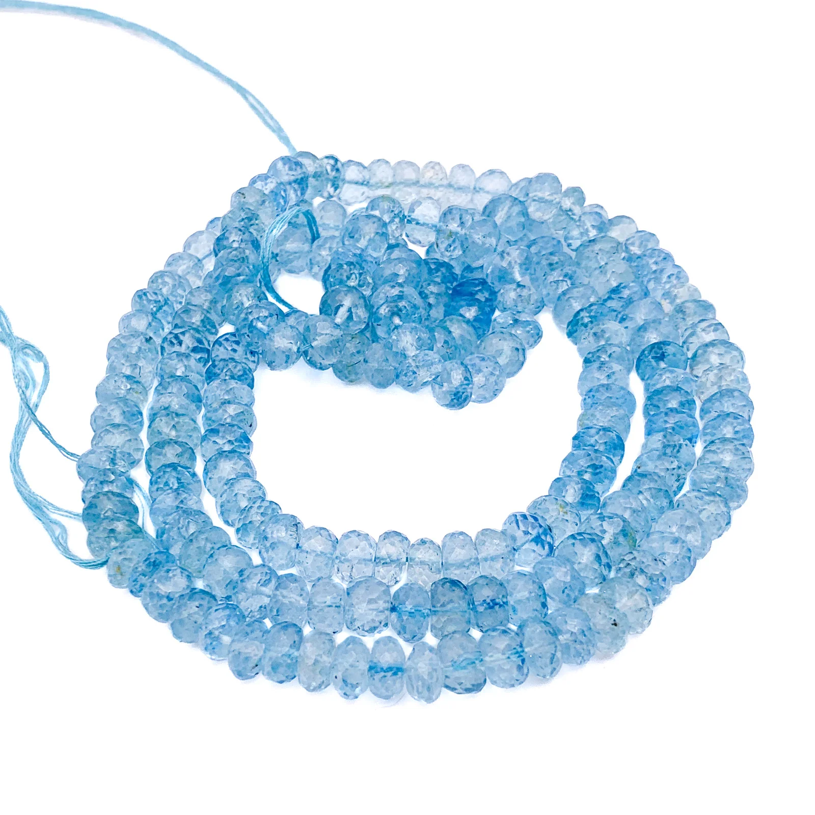Topaz Swiss Blue 6.4mm Faceted Rondelles Bead Strand - Image 3