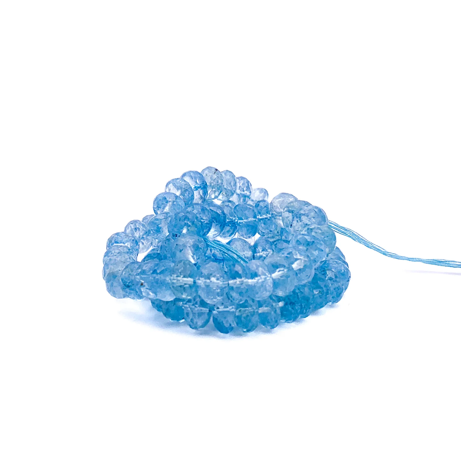 Topaz Swiss Blue 8mm Faceted Rondelle Bead Strand - Image 3
