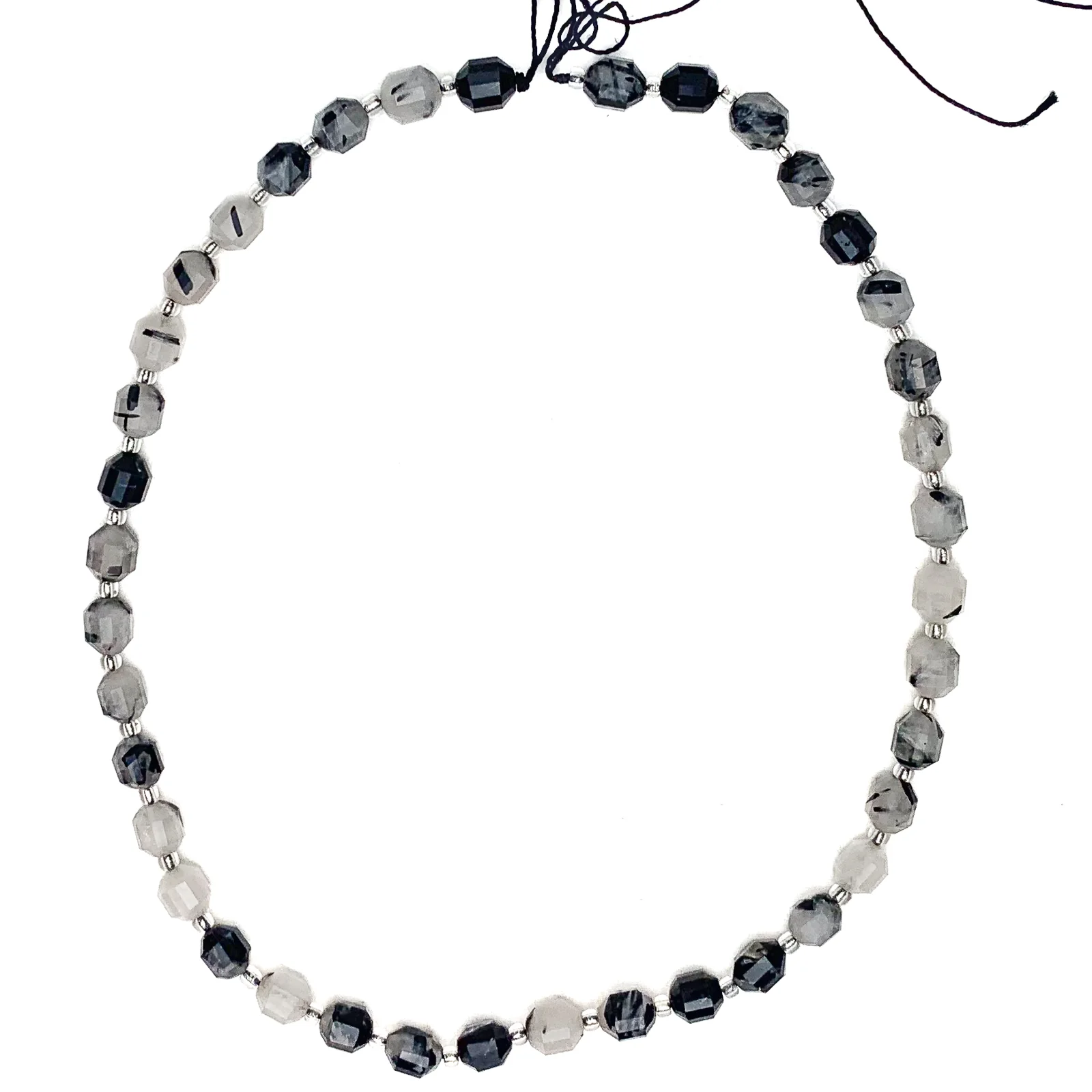 Tourmalated Quartz 7mm Faceted Drums Bead Strand - Image 2