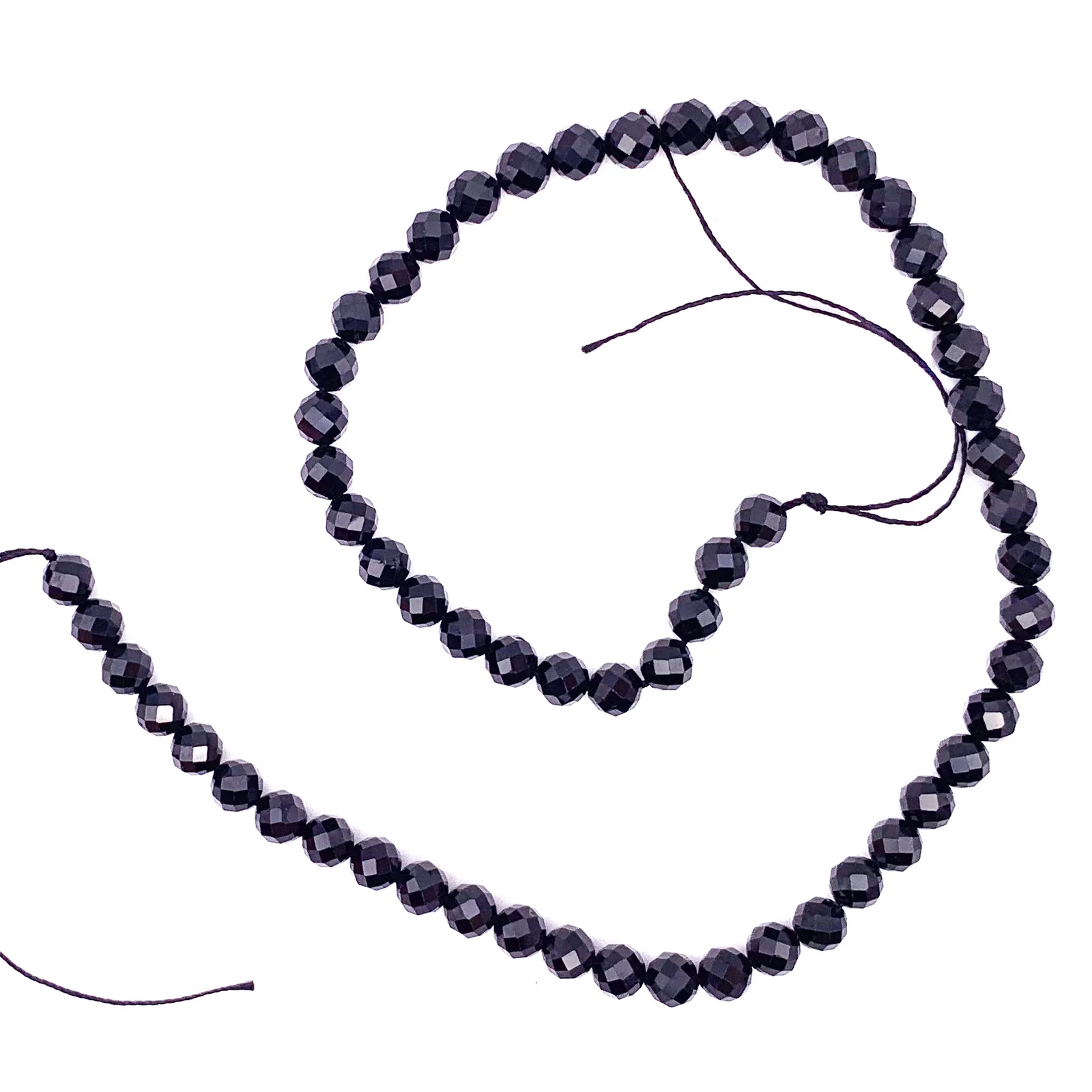 Tourmaline Black 7mm Faceted Round Bead Strand - Image 2