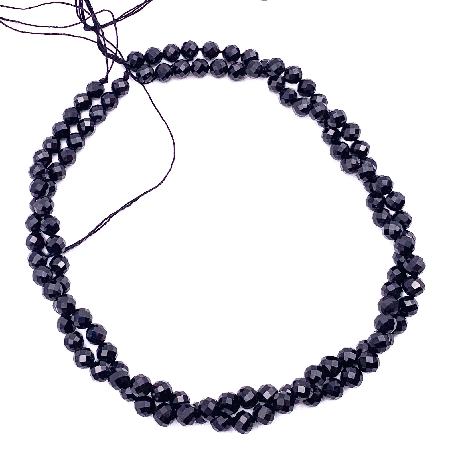 Tourmaline Black 7mm Faceted Round Bead Strand - Image 7