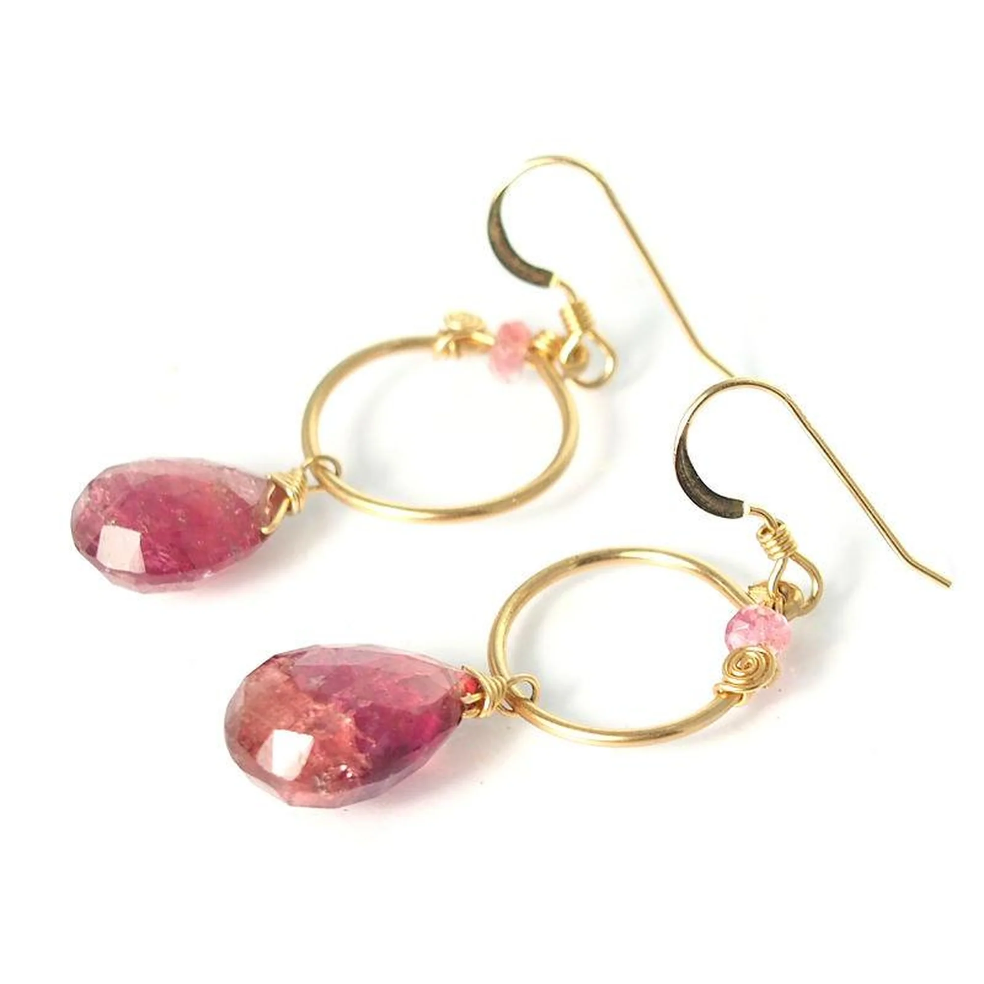 Pink Tourmaline Earrings with Gold Filled French Ear Wires - Image 2