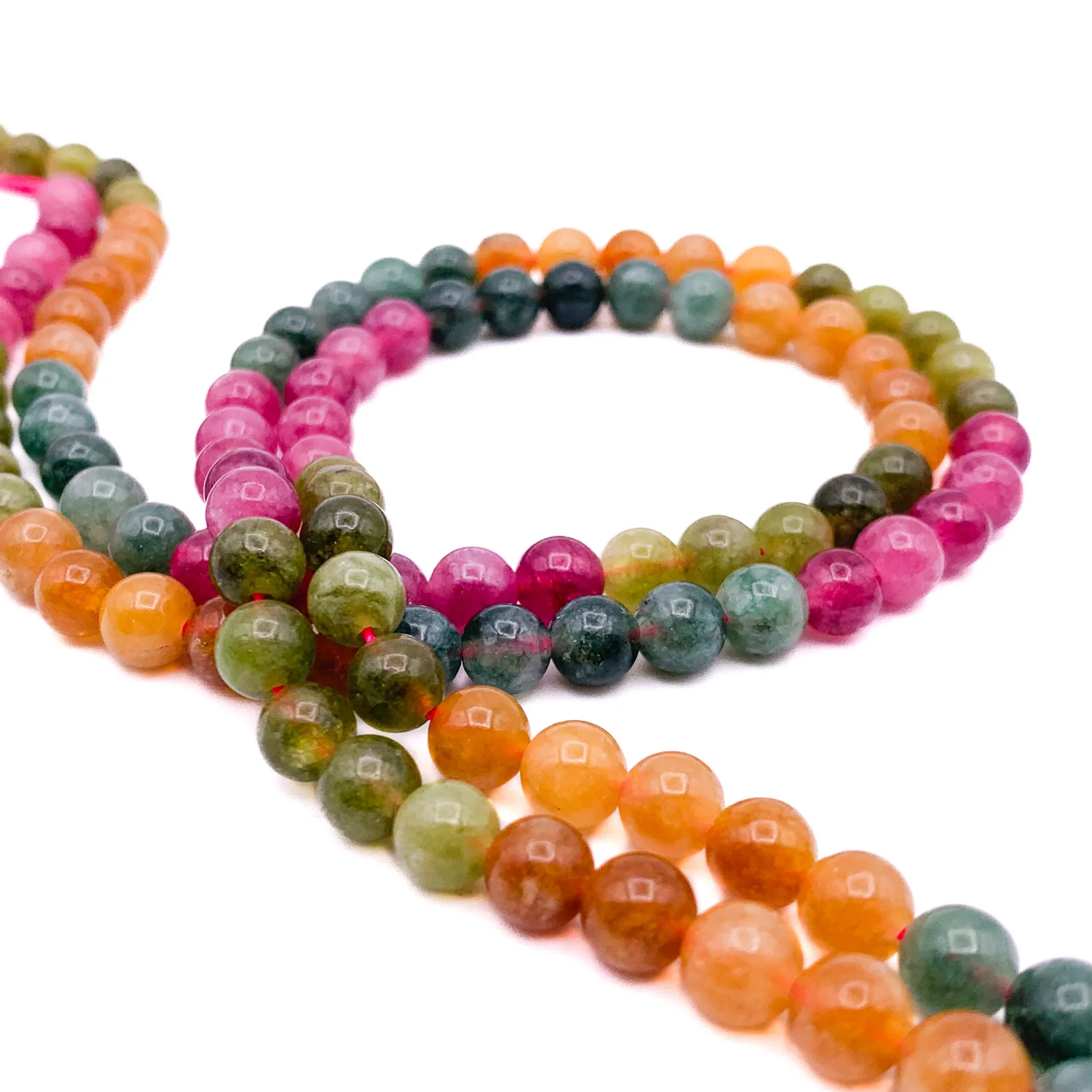 Tourmaline Watermelon 6.5mm Smooth Round Bead Strand - Image 3