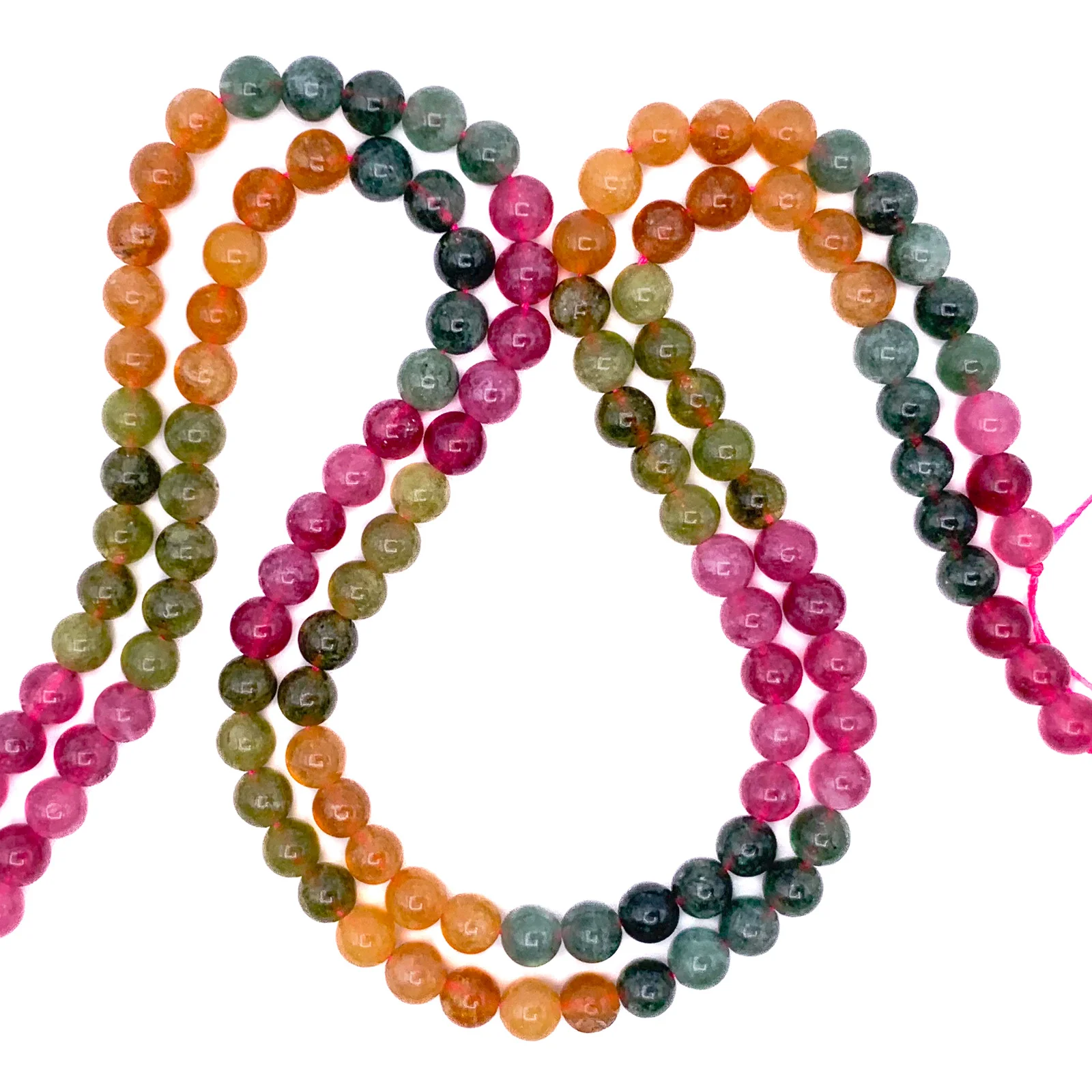 Tourmaline Watermelon 6.5mm Smooth Round Bead Strand - Image 4