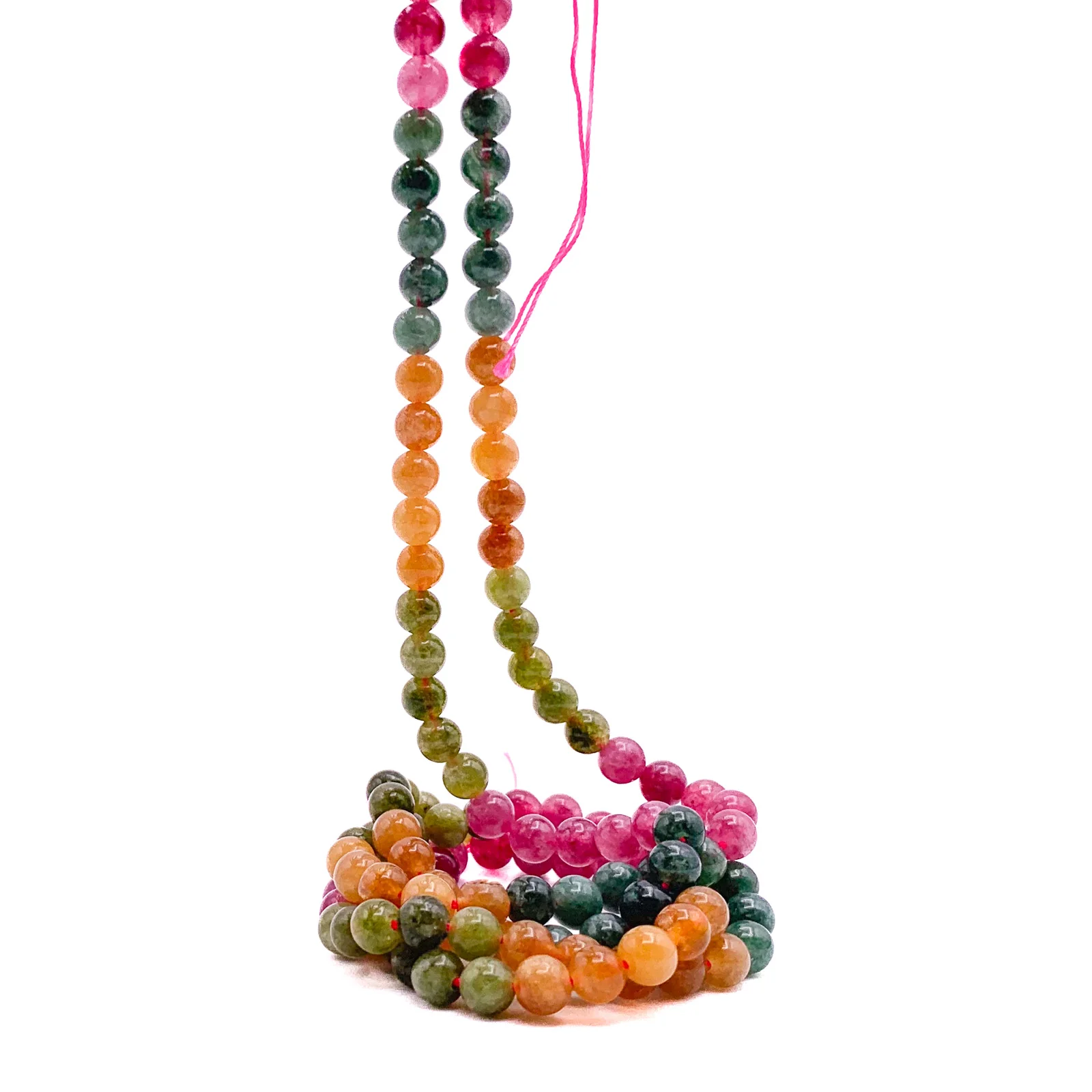 Tourmaline Watermelon 6.5mm Smooth Round Bead Strand - Image 5