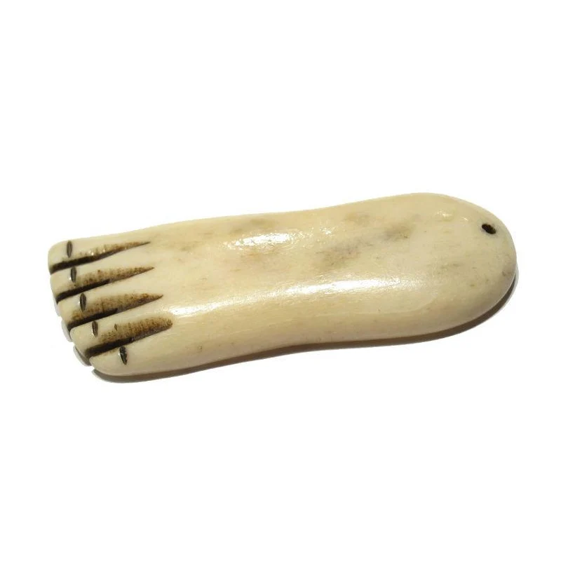 "Traveling" Foot Hand Carved Cow Bone Pendant - Image 2