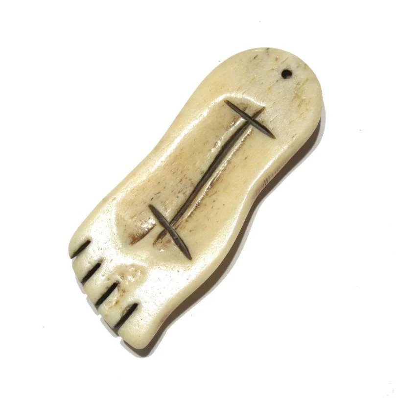 "Traveling" Foot Hand Carved Cow Bone Pendant - Image 3