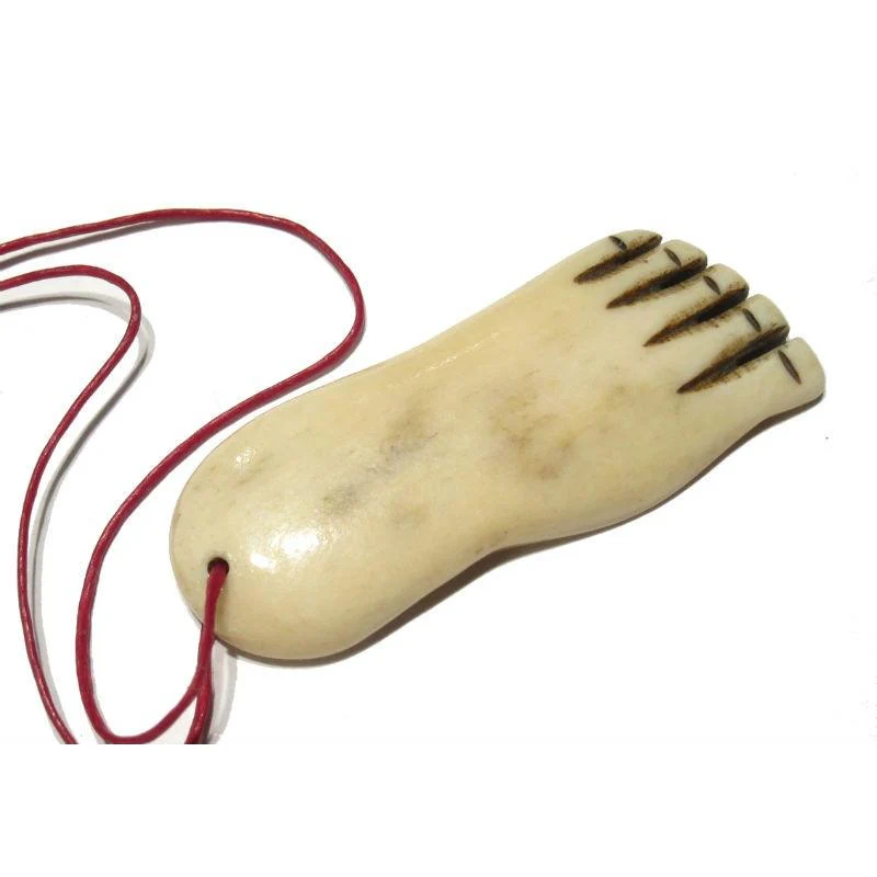 "Traveling" Foot Hand Carved Cow Bone Pendant - Image 4