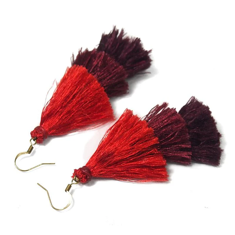 Triple Tassel Earrings, B - Image 2