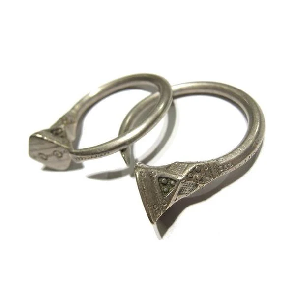 Tuareg 19th C. Silver Earrings - Image 12