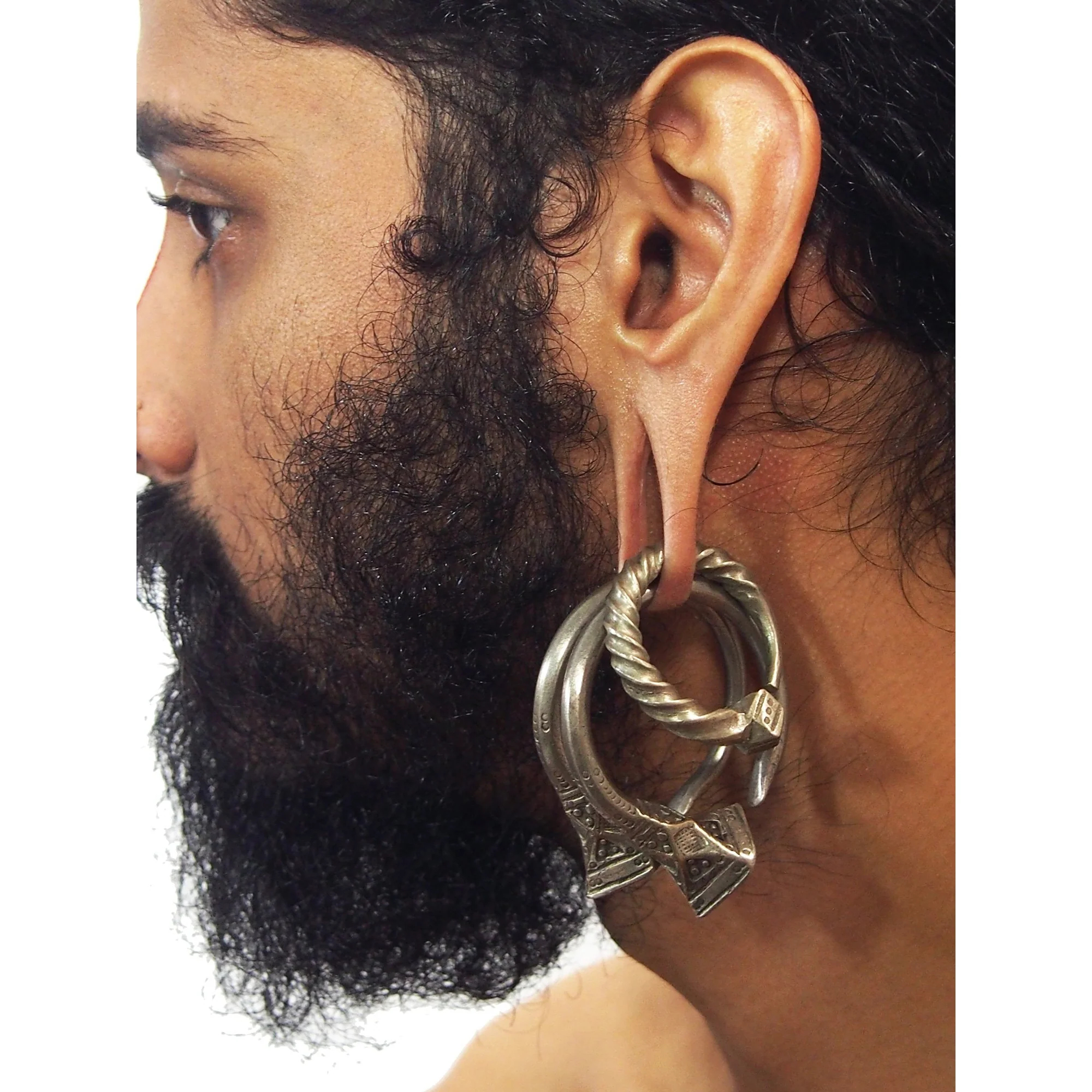 Tuareg 19th C. Silver Earrings - Image 2