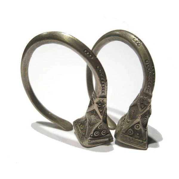 Tuareg 19th C. Silver Earrings - Image 9