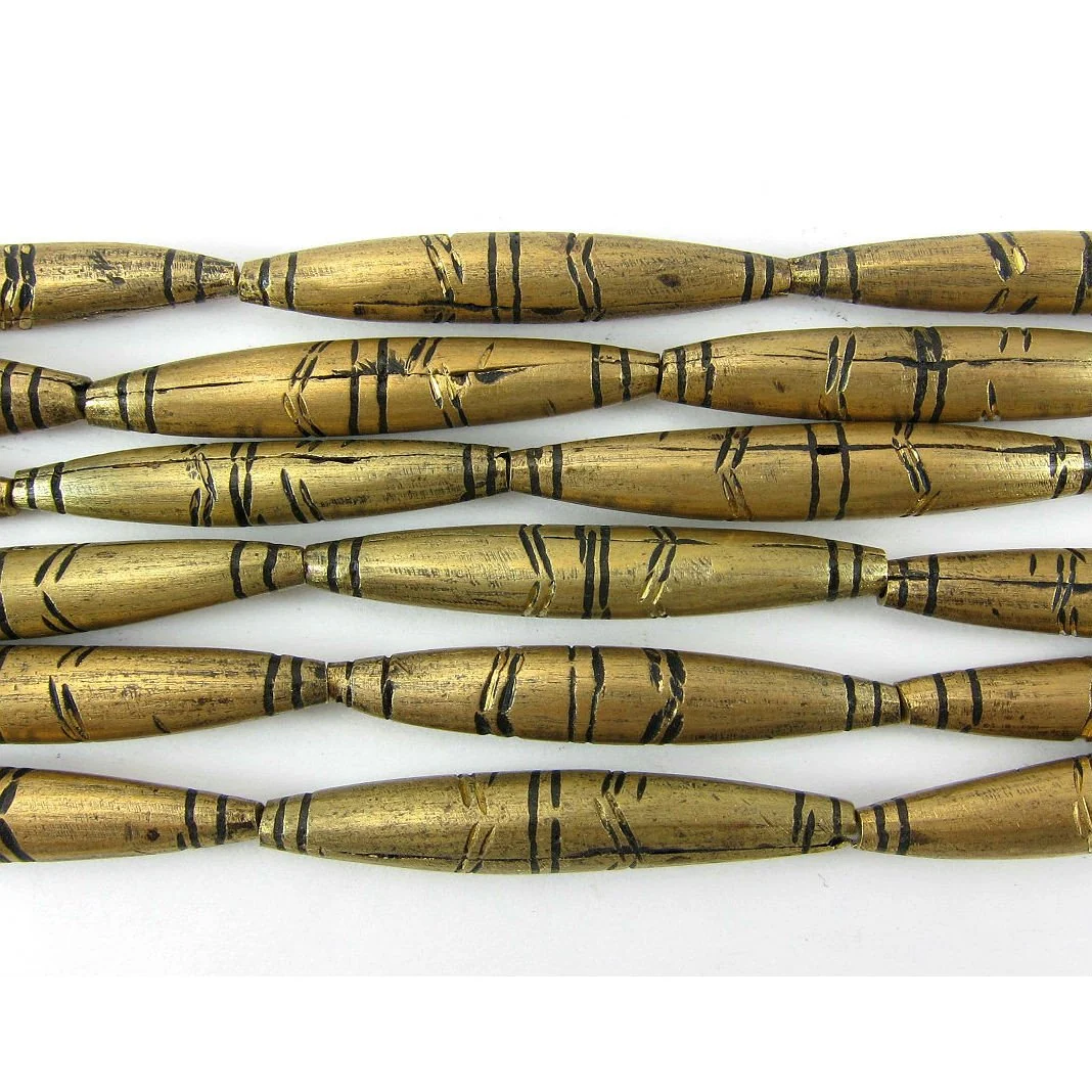 Tuareg Hand Wound Brass Tube Bead Strand - Image 2