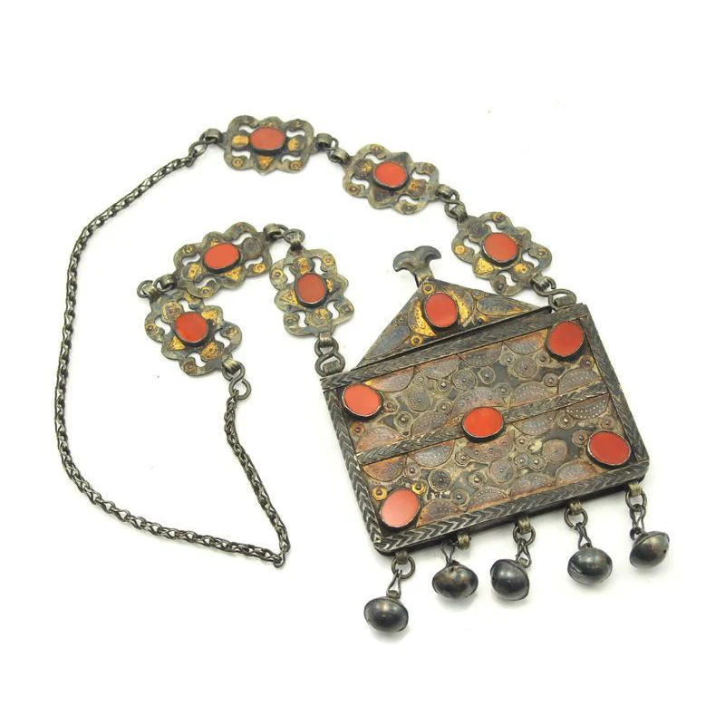 Turkmen Amulet Case Antique with Original Chain-17 - Image 4