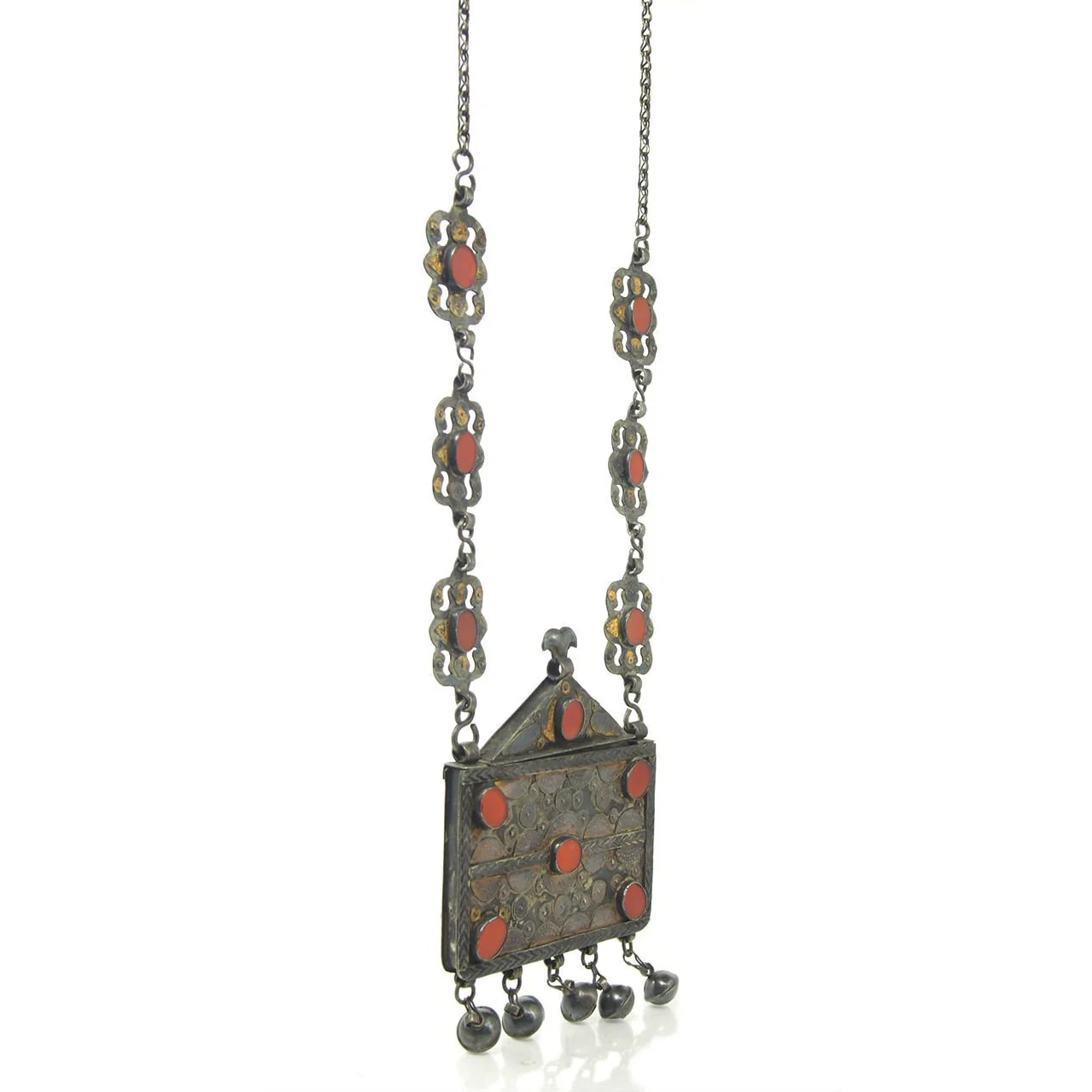 Turkmen Amulet Case Antique with Original Chain-17 - Image 5