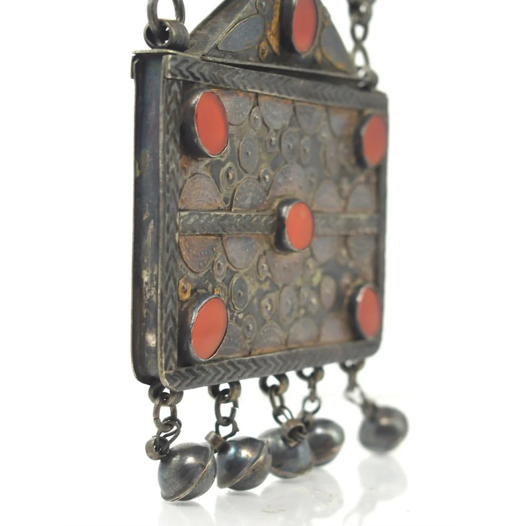 Turkmen Amulet Case Antique with Original Chain-17 - Image 6
