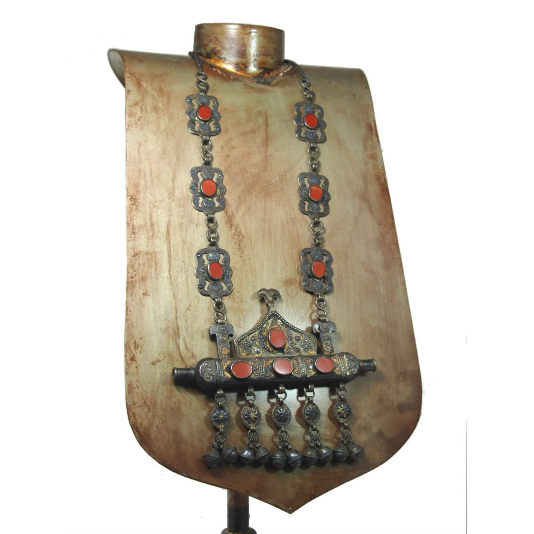 Turkmen Amulet Case Mountain Shape Antique Necklace -20 - Image 3
