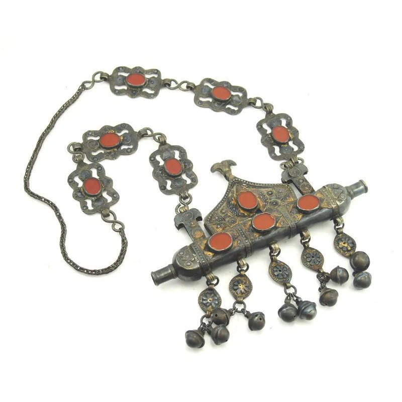 Turkmen Amulet Case Mountain Shape Antique Necklace -20 - Image 4