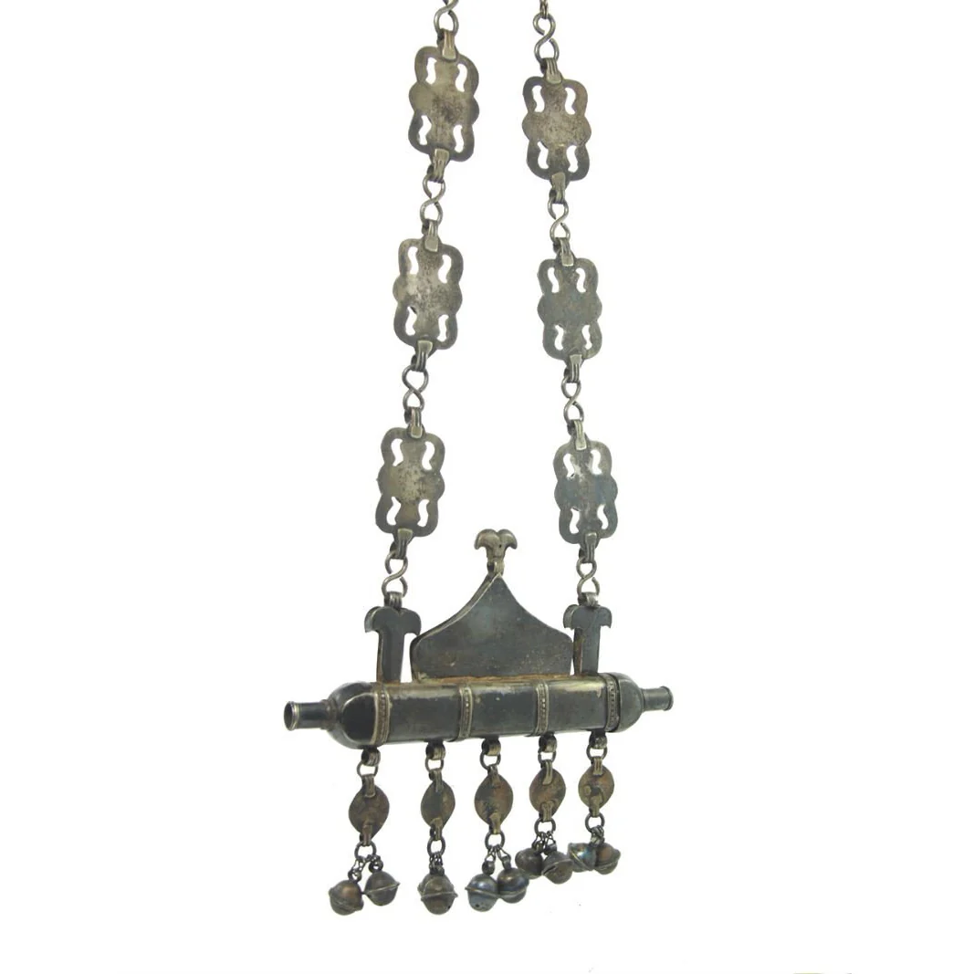 Turkmen Amulet Case Mountain Shape Antique Necklace -20 - Image 6
