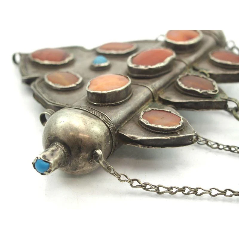 Turkmen Amulet Case Mountain Shape Antique Pendant -19 - Image 2