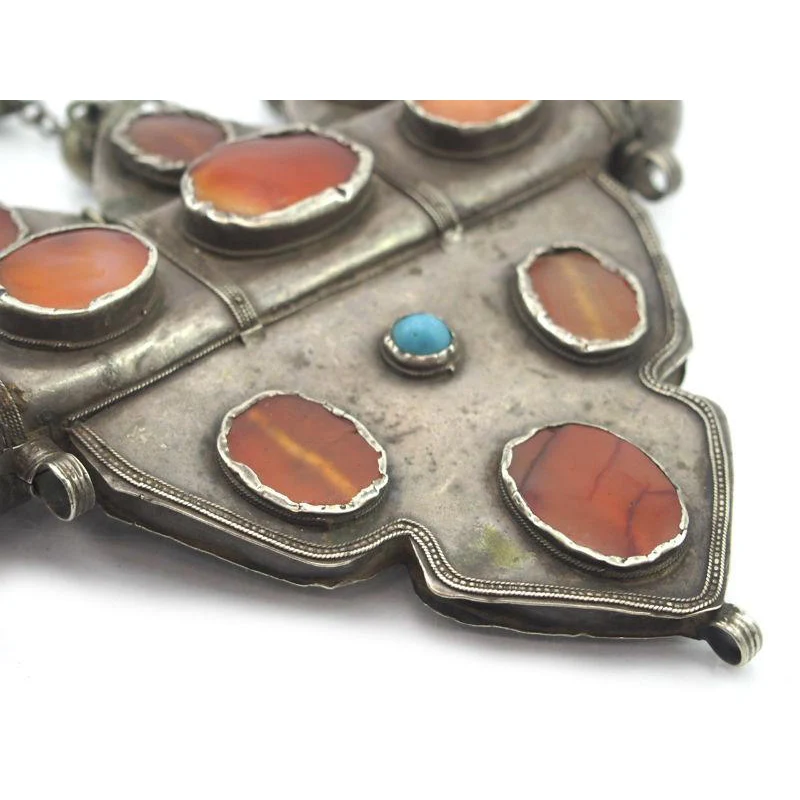 Turkmen Amulet Case Mountain Shape Antique Pendant -19 - Image 3