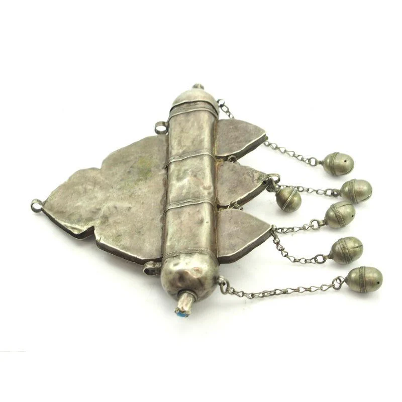 Turkmen Amulet Case Mountain Shape Antique Pendant -19 - Image 4