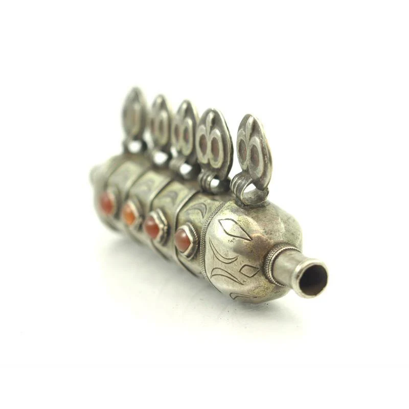 Turkmen Amulet Case Ram's Horn Shape Antique-22 - Image 4