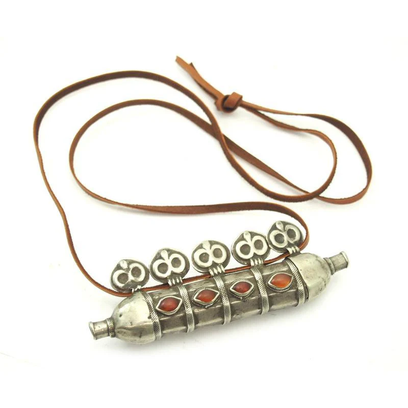 Turkmen Amulet Case Ram's Horn Shape Antique-23 - Image 2