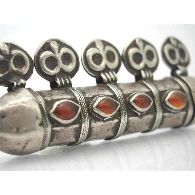 Turkmen Amulet Case Ram's Horn Shape Antique-23 - Image 4