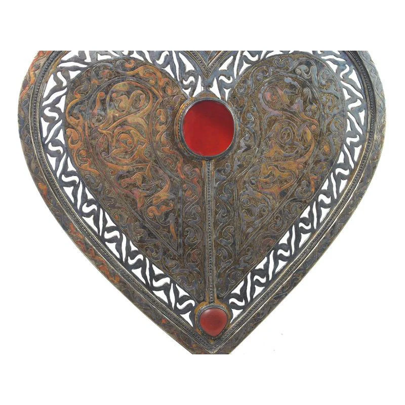 Turkmen Asyk Cordiform Heart Shape Antique Pendant with Dagdan Protective Birds-02 - Image 4