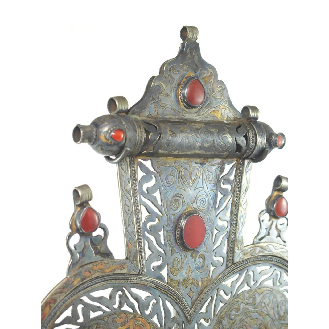 Turkmen Asyk Cordiform Heart Shape Antique Pendant with Dagdan Protective Birds-02 - Image 5