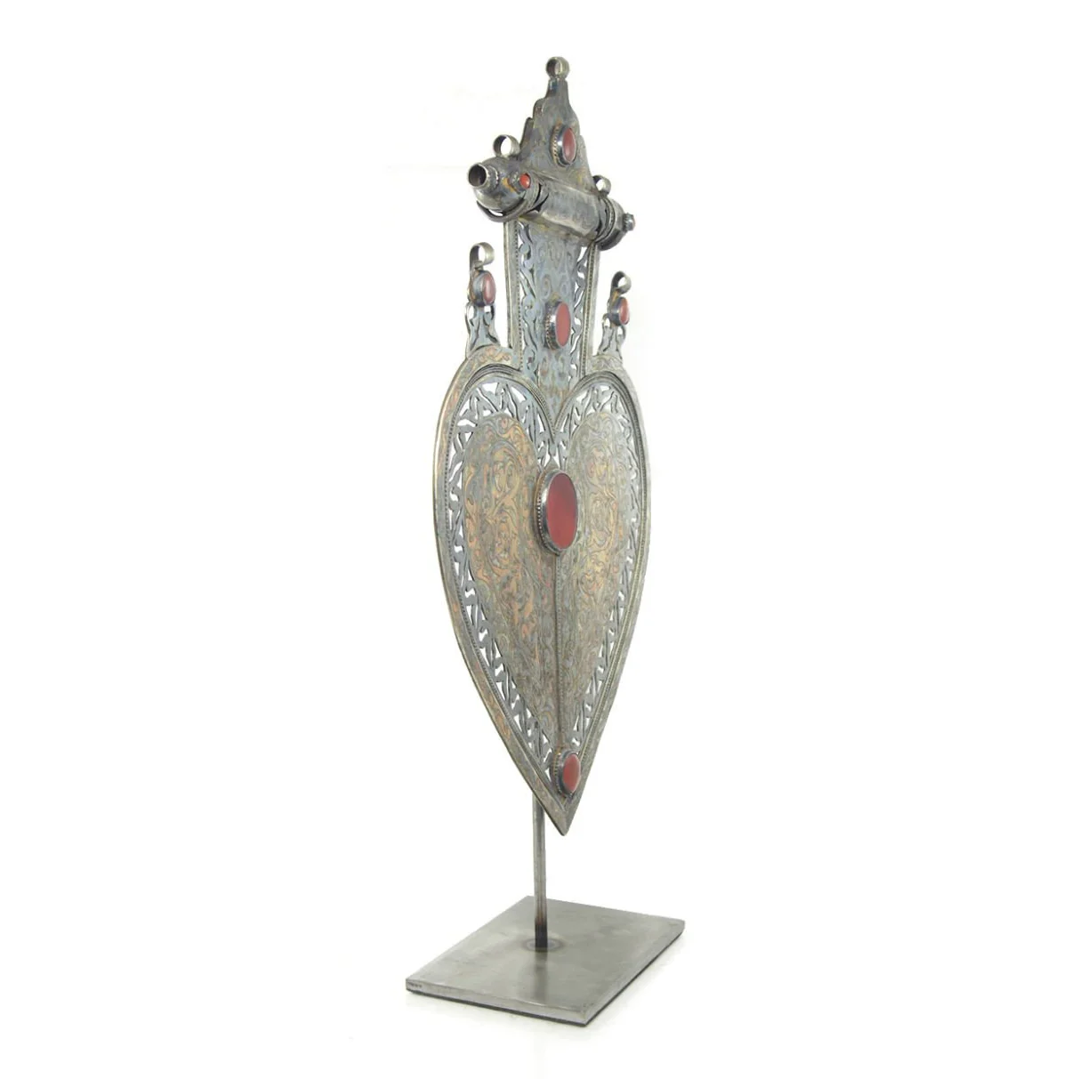 Turkmen Asyk Cordiform Heart Shape Antique Pendant with Dagdan Protective Birds-02 - Image 7